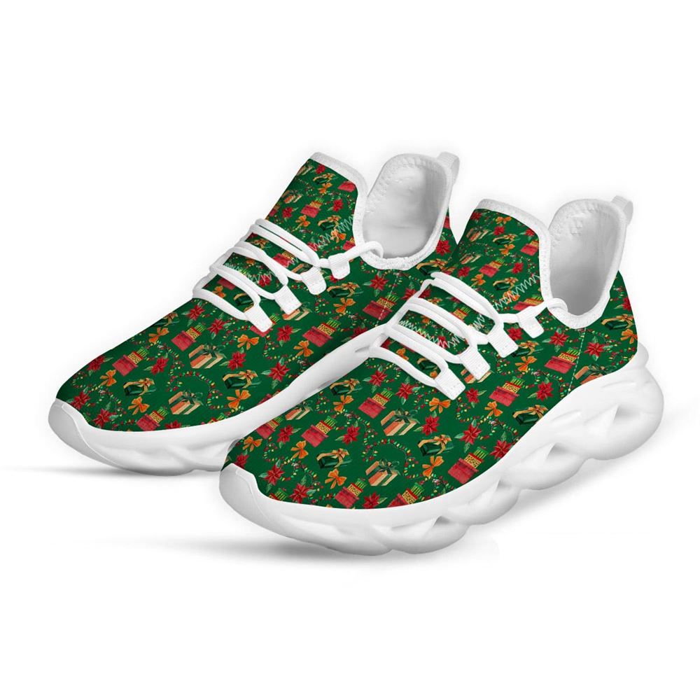 Poinsettia Cute Christmas Print Pattern White Max Soul Shoes For Men Women, Best Running Sneaker, Christmas Shoes, Winter Fashion Shoes