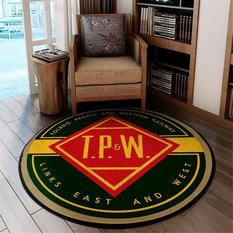 Toledo Living Room Round Mat Circle Rug Toledo, Peoria, & Western Railroad