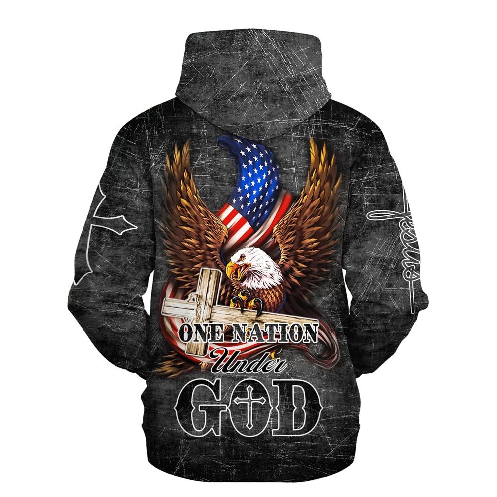 American Eagle Usa Flag 3D Hoodie One Nation Under God Hoodies Men & Women, God 3D Printed Hoodie, Christian Apparel Hoodies