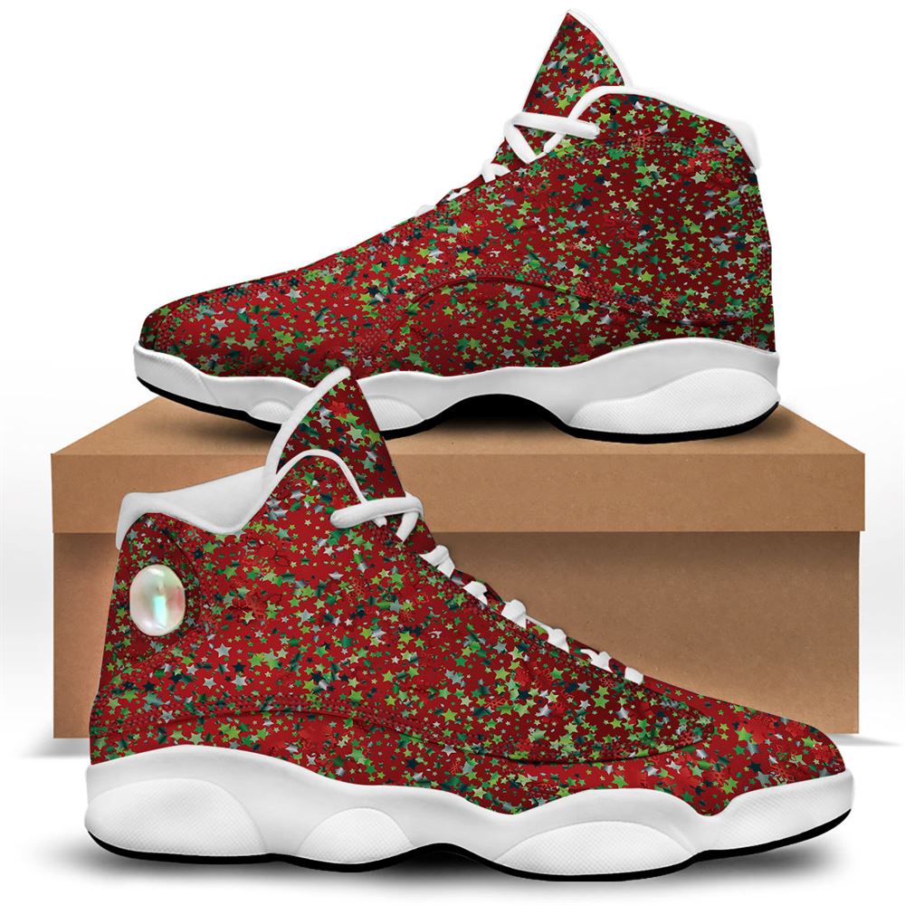 Christmas Basketball Shoes, Sparkle Christmas Print Jd13 Shoes For Men Women, Christmas Fashion Shoes