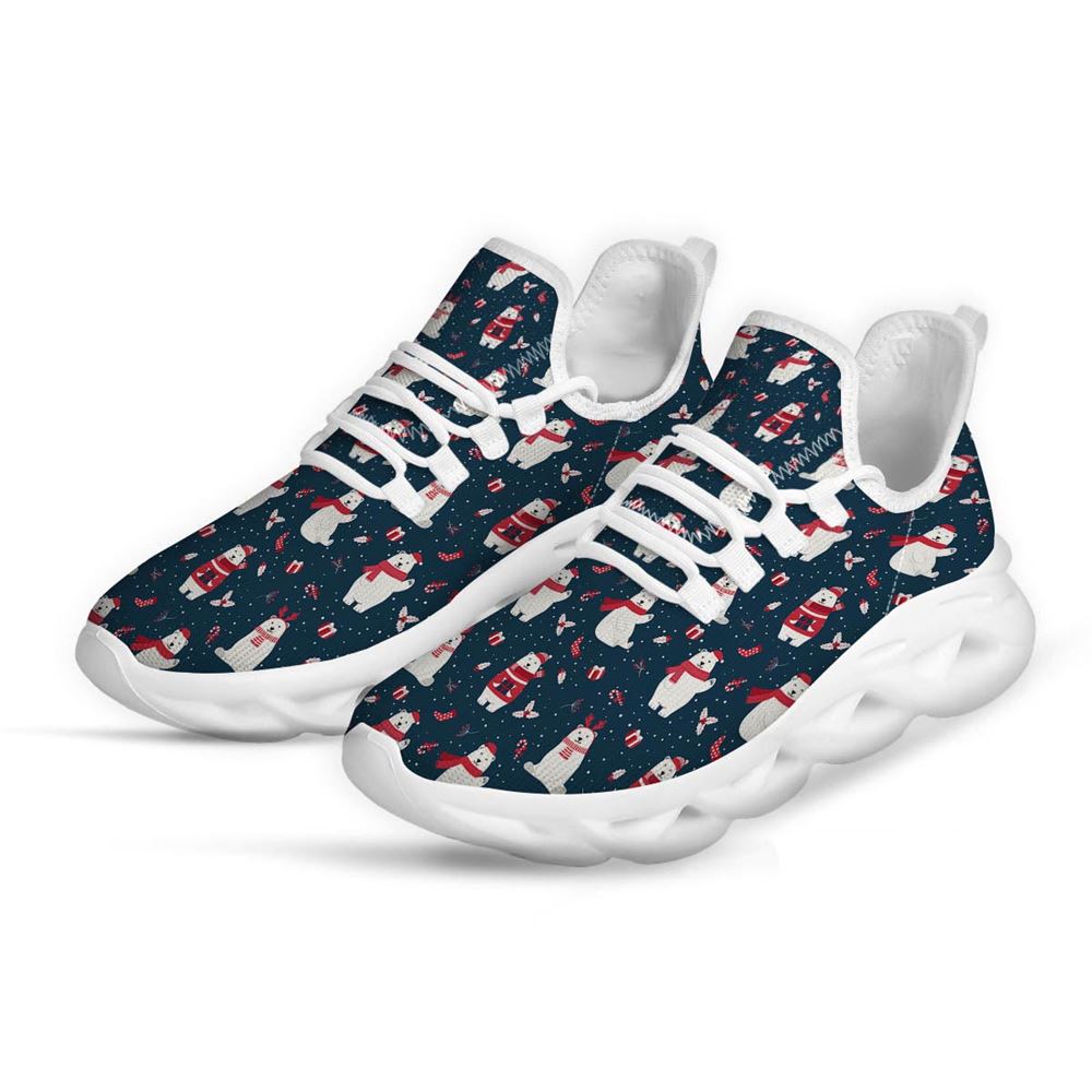 Polar Bear Christmas Print Pattern White Max Soul Shoes For Men Women, Best Running Sneaker, Christmas Shoes, Winter Fashion Shoes