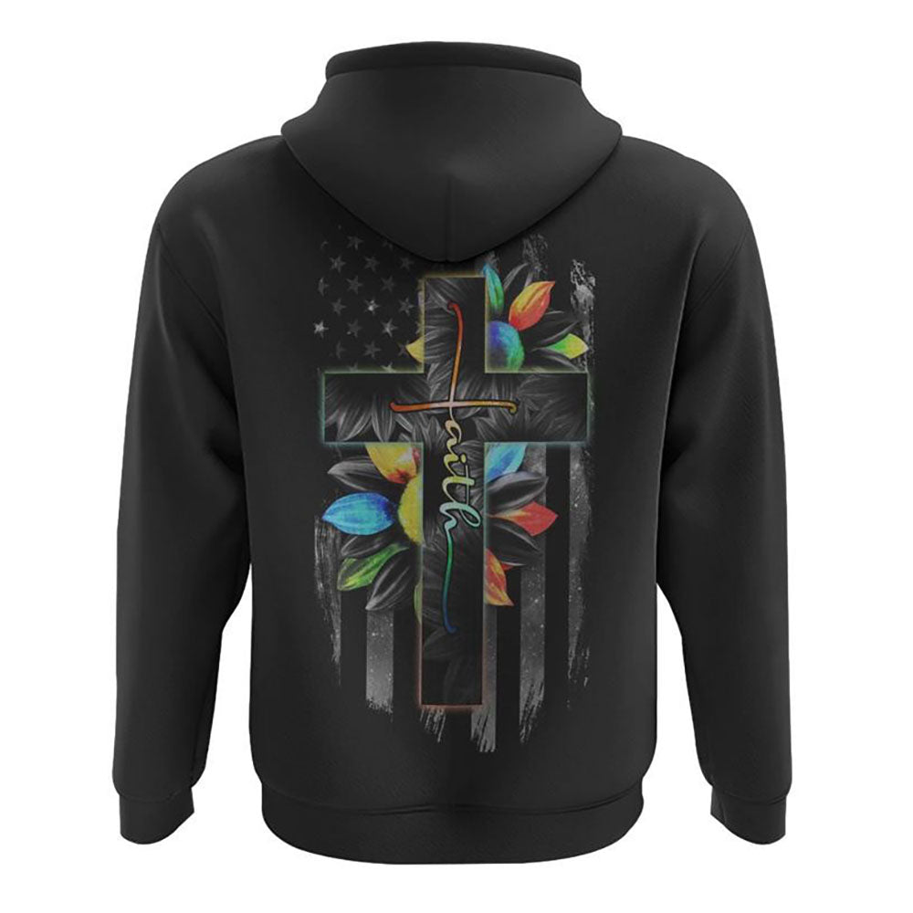 Faith Colorful Sunflower Flag All Over Print 3D Hoodie, Christian Hoodie, Christian Sweatshirt, Bible Verse Shirt