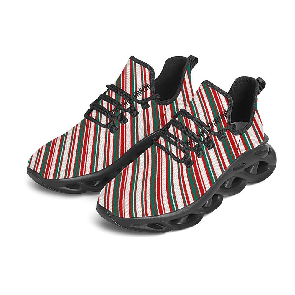 Candy Cane Stripe Christmas Print Black Max Soul Shoes For Men Women, Best Running Sneaker, Christmas Shoes, Winter Fashion Shoes