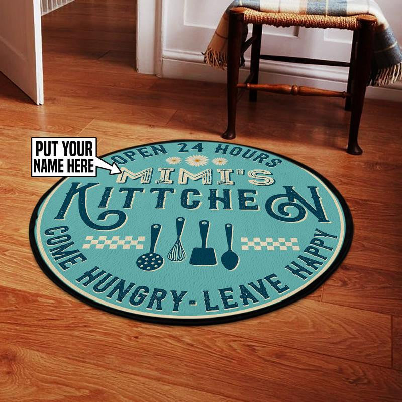 Personalized Kitchen Come Hungry Leave Happy Living Room Round Mat Circle Rug