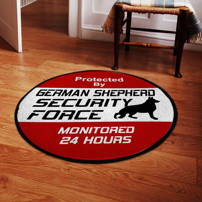 Protected By German Shepherd Security Force Living Room Round Mat Circle Rug