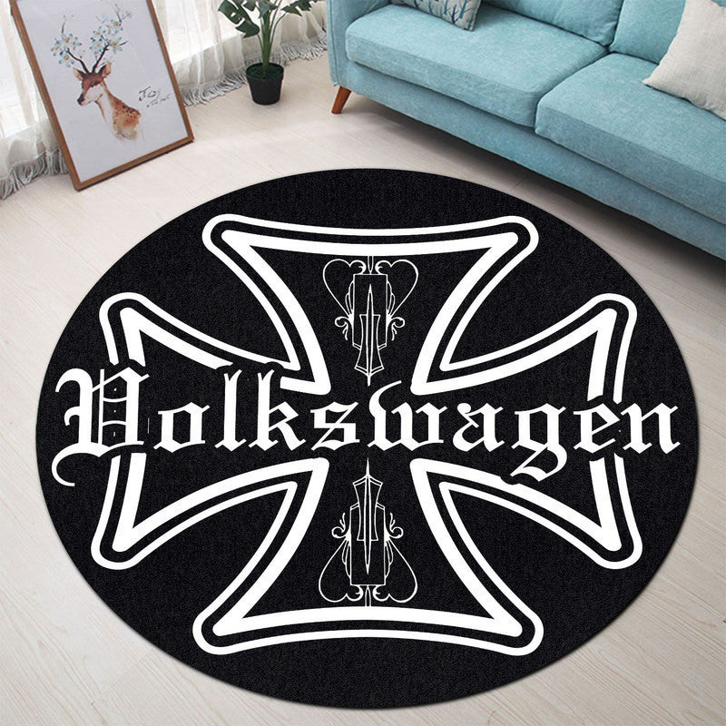 Personalized Iron Cross Garage Decor, Home Bar Decor Hot Rod Round Mat