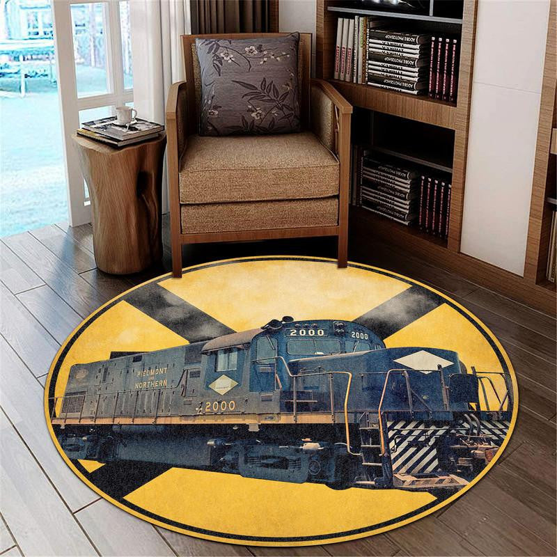 Piedmont & Northern Railroad Crossing Round Mat Round Floor Mat Room Rugs Carpet Outdoor Rug Washable Rugs