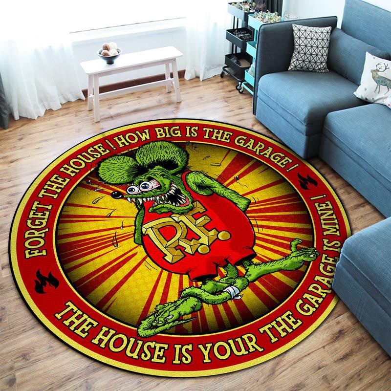 Rat Fink Hot Rod Garage Living Room Round Mat Circle Rug