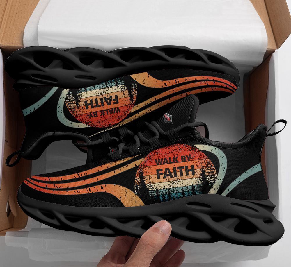 Christian Best Running Shoes, Jesus Walk By Faith Christ Sneakers Max Soul Shoes For Men And Women, Jesus Fashion Shoes