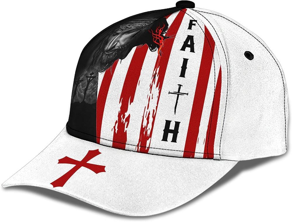 Faith American Flag And God And Cross All Over Print Baseball Cap, God Cap, Gift Ideas For Male