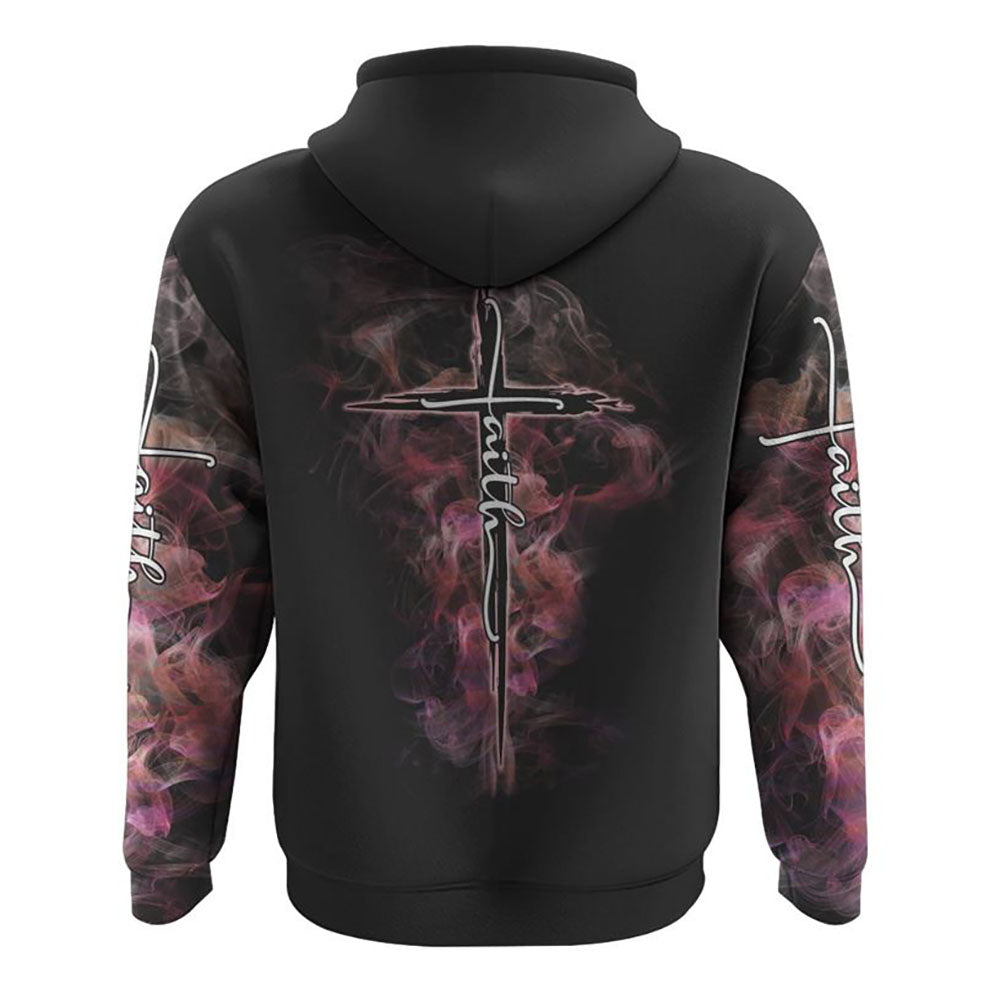 Faith Cross Smoke All Over Print 3D Hoodie, Christian Hoodie, Christian Sweatshirt, Bible Verse Shirt