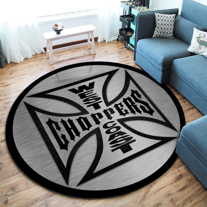 West Coast Choppers Iron Cross Round Mat Round Floor Mat Room Rugs Carpet Outdoor Rug Washable Rugs