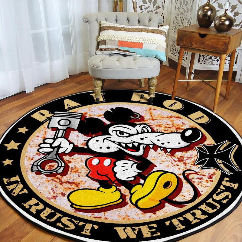 Rat Rod In Rust We Trust Round Mat Round Floor Mat Room Rugs Carpet Outdoor Rug Washable Rugs