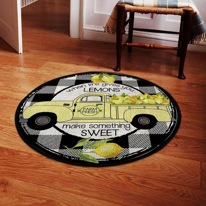 When Life Gives You Lemons Make Something Sweet Living Room Round Mat Circle Rug