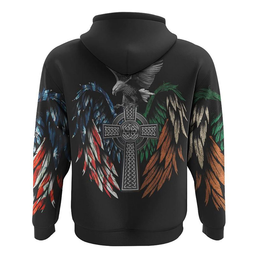 Celtic Cross Wings With Eagle All Over Print 3D Hoodie, Christian Hoodie, Christian Sweatshirt, Bible Verse Shirt