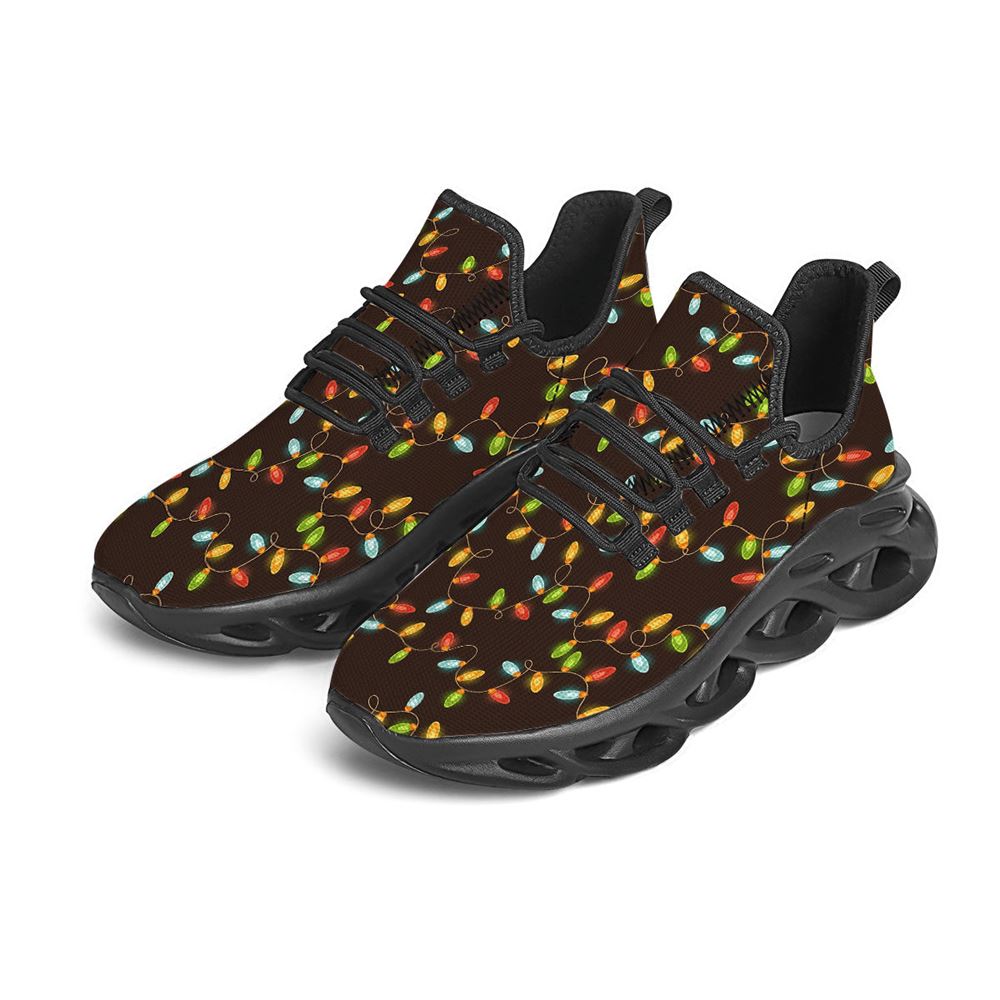 Christmas Lights Print Pattern Black Max Soul Shoes For Men Women, Best Running Sneaker, Christmas Shoes, Winter Fashion Shoes