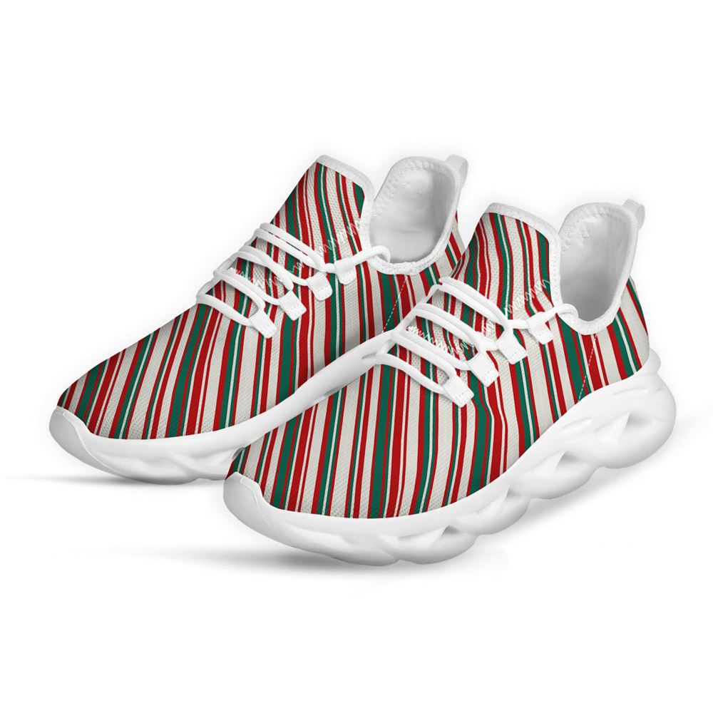 Candy Cane Stripe Christmas Print White Max Soul Shoes For Men Women, Best Running Sneaker, Christmas Shoes, Winter Fashion Shoes