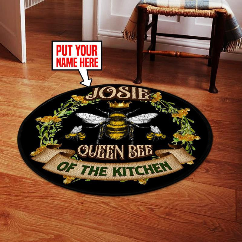 Personalized Queen Bee Of The Kitchen Living Room Round Mat Circle Rug