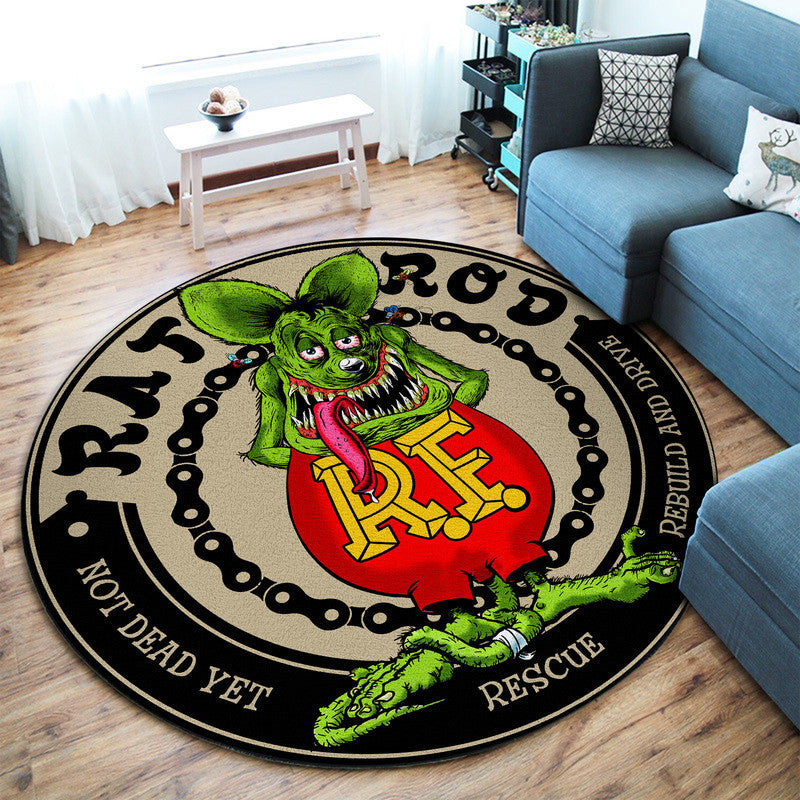 Rat Rod Not Dead Yet Rescue Rebuild And Drive Round Mat Round Floor Mat Room Rugs Carpet Outdoor Rug Washable Rugs