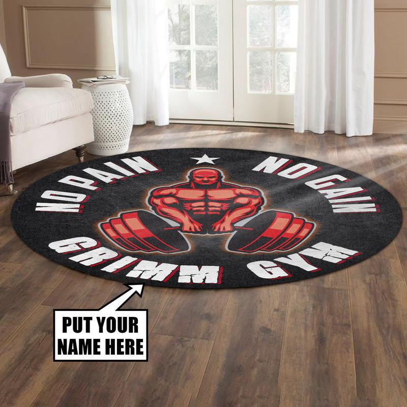 Personalized No Pain No Gain Living Room Round Mat Circle Rug