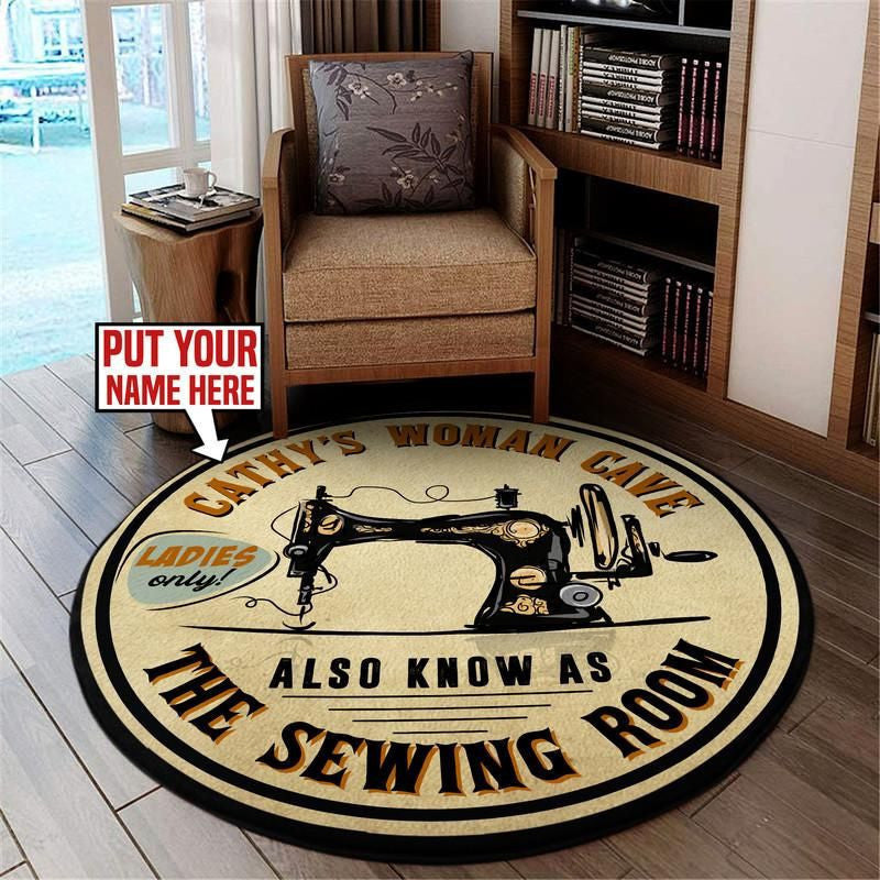 Personalized Sewing Room Living Room Round Mat Circle Rug