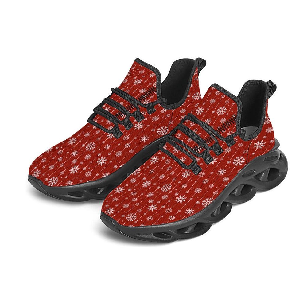 Snowflakes Merry Christmas Print Pattern Black Max Soul Shoes For Men Women, Best Running Sneaker, Christmas Shoes, Winter Fashion Shoes