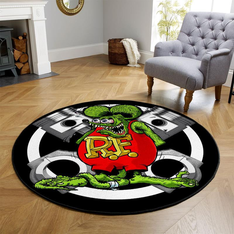 Rat Fink Round Mat 07377 Living Room Rugs, Bedroom Rugs, Kitchen Rugs