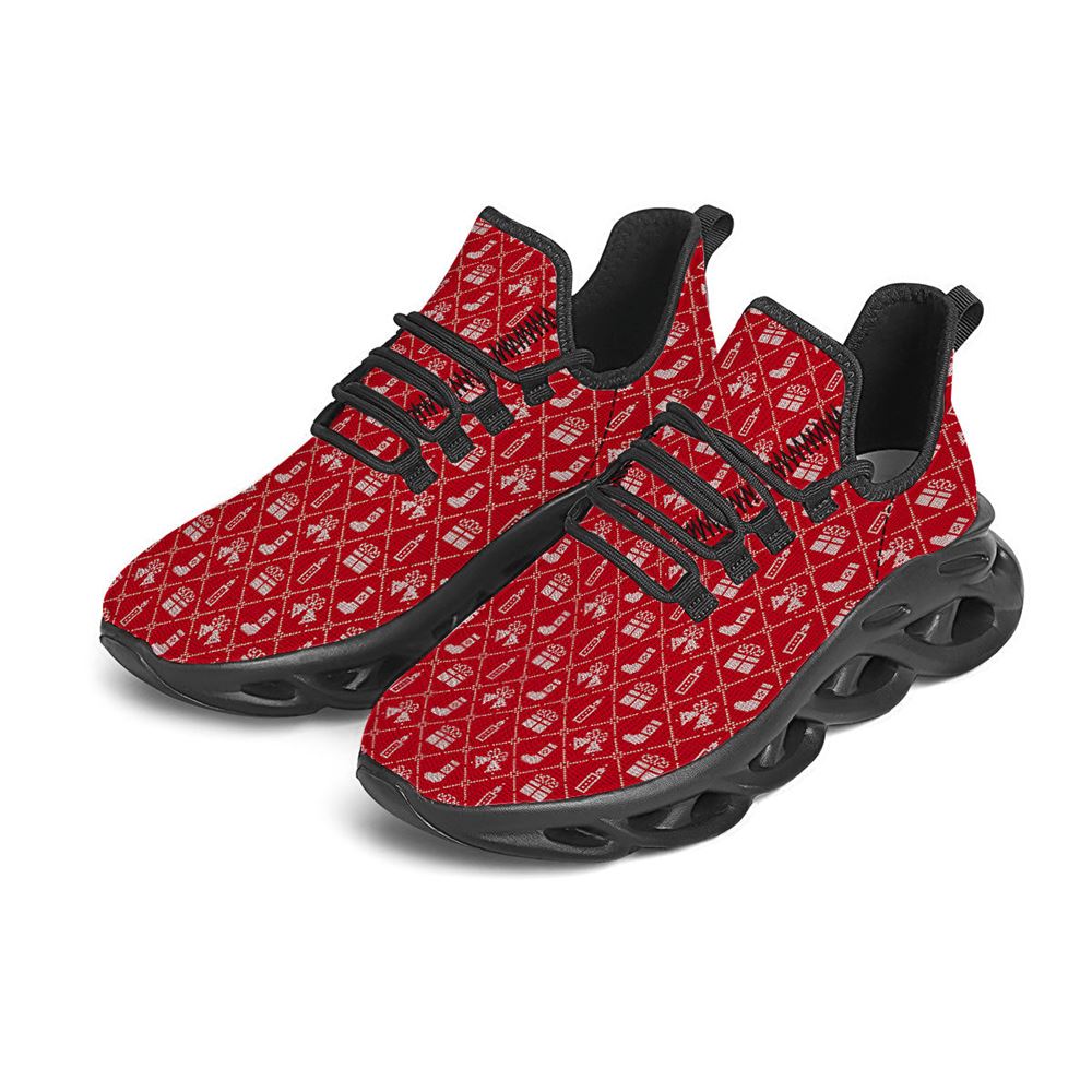 Christmas Gift Knitted Print Pattern Black Max Soul Shoes For Men Women, Best Running Sneaker, Christmas Shoes, Winter Fashion Shoes