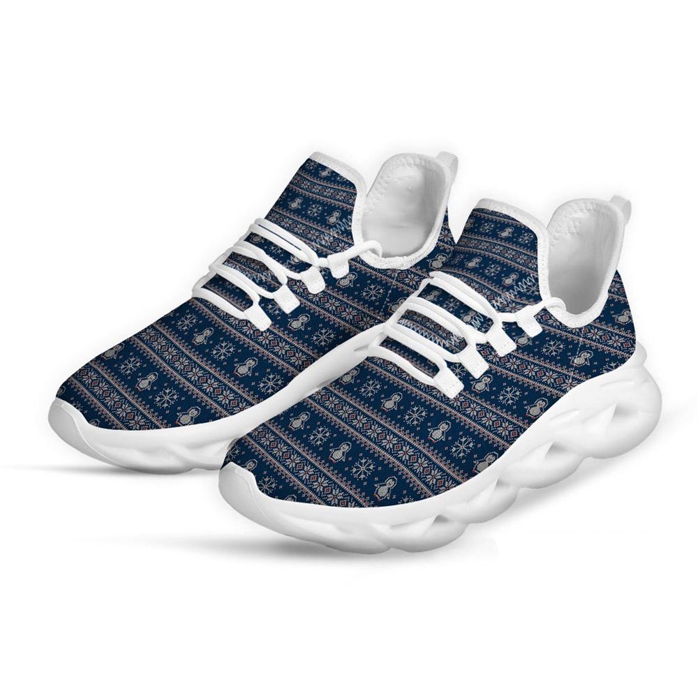 Penguin Knitted Christmas Print White Max Soul Shoes For Men Women, Best Running Sneaker, Christmas Shoes, Winter Fashion Shoes