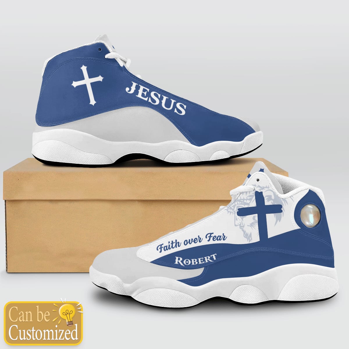 Jesus Faith Over Fear Light Blue Custom Name Jd13 Shoes For Man And Women, Christian Basketball Shoes, Gifts For Christian, God Shoes