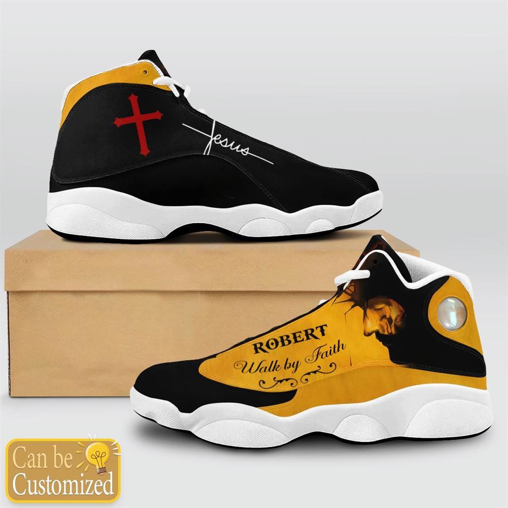 Jesus Walk By Faith Custom Name Jd13 Shoes For Man And Women Yellow, Christian Basketball Shoes, Gifts For Christian, God Shoes