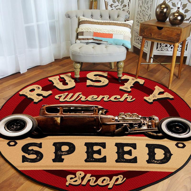 Rusty Wrench Garage Round Mat Round Floor Mat Room Rugs Carpet Outdoor Rug Washable Rugs