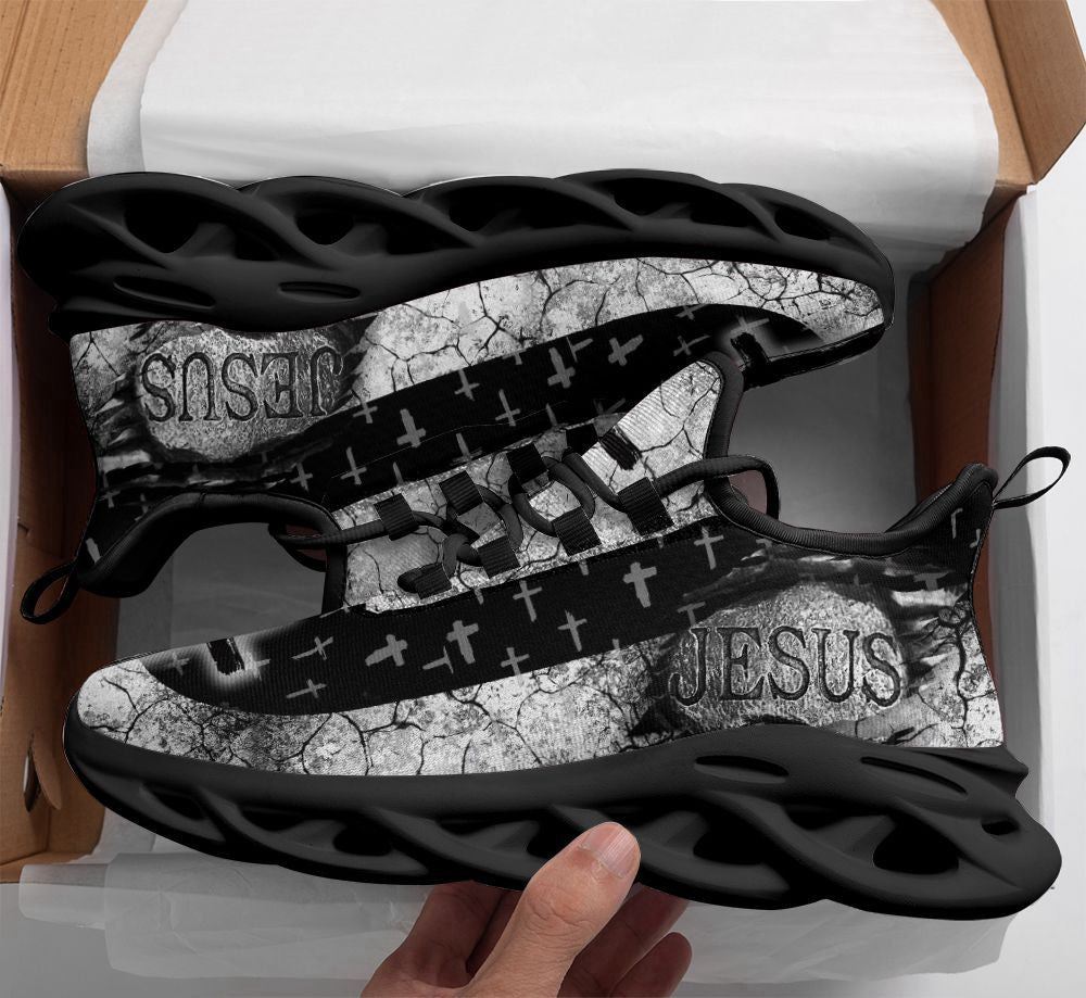 Christian Best Running Shoes, Jesus Running Sneakers Black Art Max Soul Shoes For Men And Women, Jesus Fashion Shoes