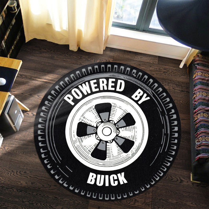 Power By Buick Wheel Vintage Hot Rat Rod Drag Racing Round Mat Round Floor Mat Room Rugs Carpet Outdoor Rug Washable Rugs