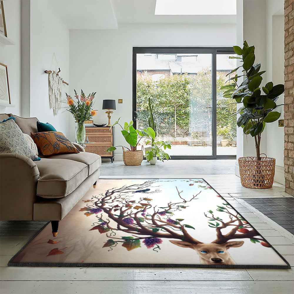 Deer Non Shedding Deer Mom Rug Rectangle Rugs Washable Area Rug Non-Slip Carpet For Living Room Bedroom