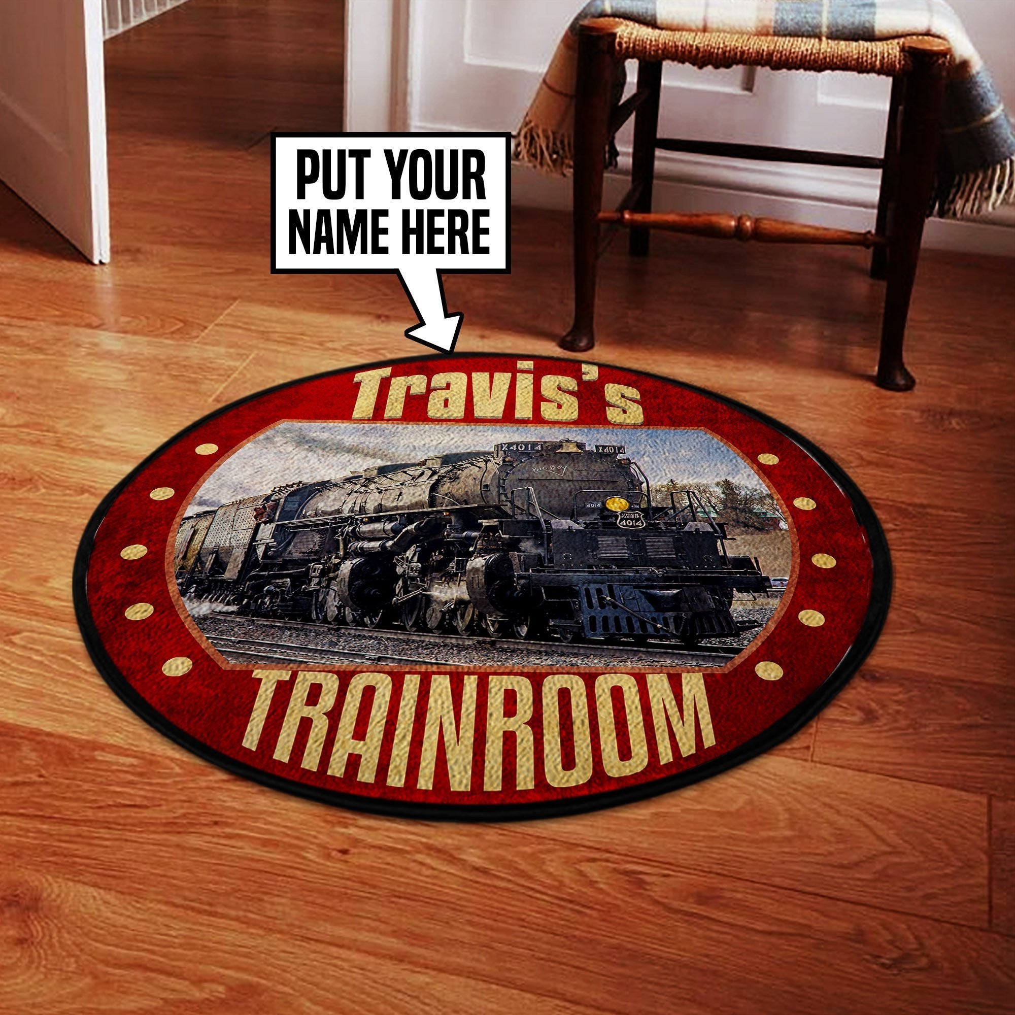 Personalized Union Pacific Big Bog 4Round Floor Mat Room Rugs Carpet Outdoor Rug Washable Rugs