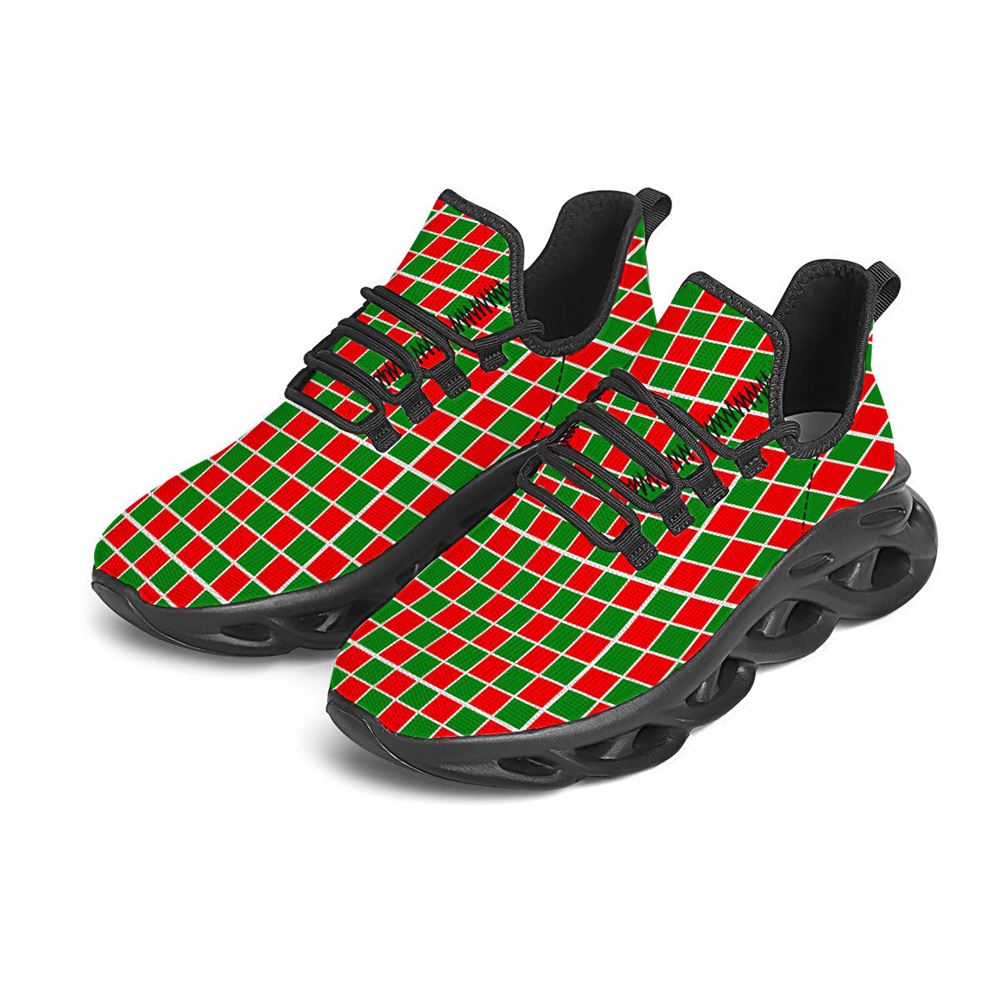 Checkered Merry Christmas Print Pattern Black Max Soul Shoes For Men Women, Best Running Sneaker, Christmas Shoes, Winter Fashion Shoes