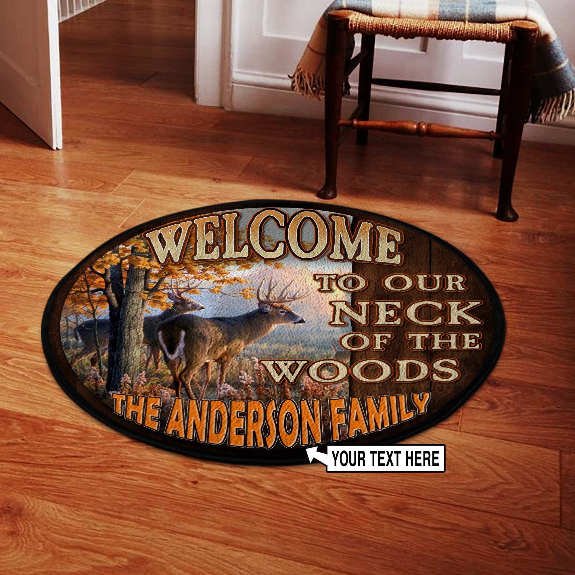 Personlized Hunting Welcome Round Rug, Carpet Living Room Round Mat Circle Rug Kitchen Rugs Round Rugs