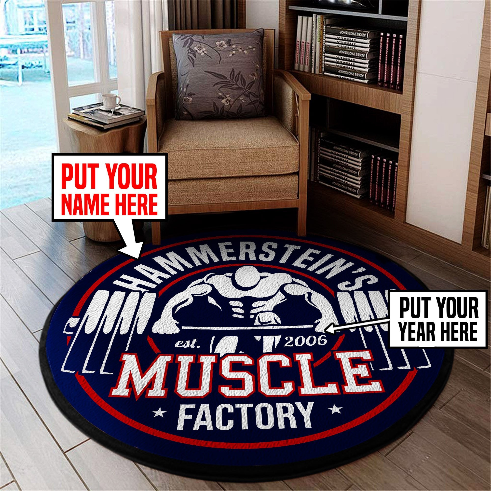 Personalized Muscle Factory Round Mat Round Floor Mat Room Rugs Carpet Outdoor Rug Washable Rugs