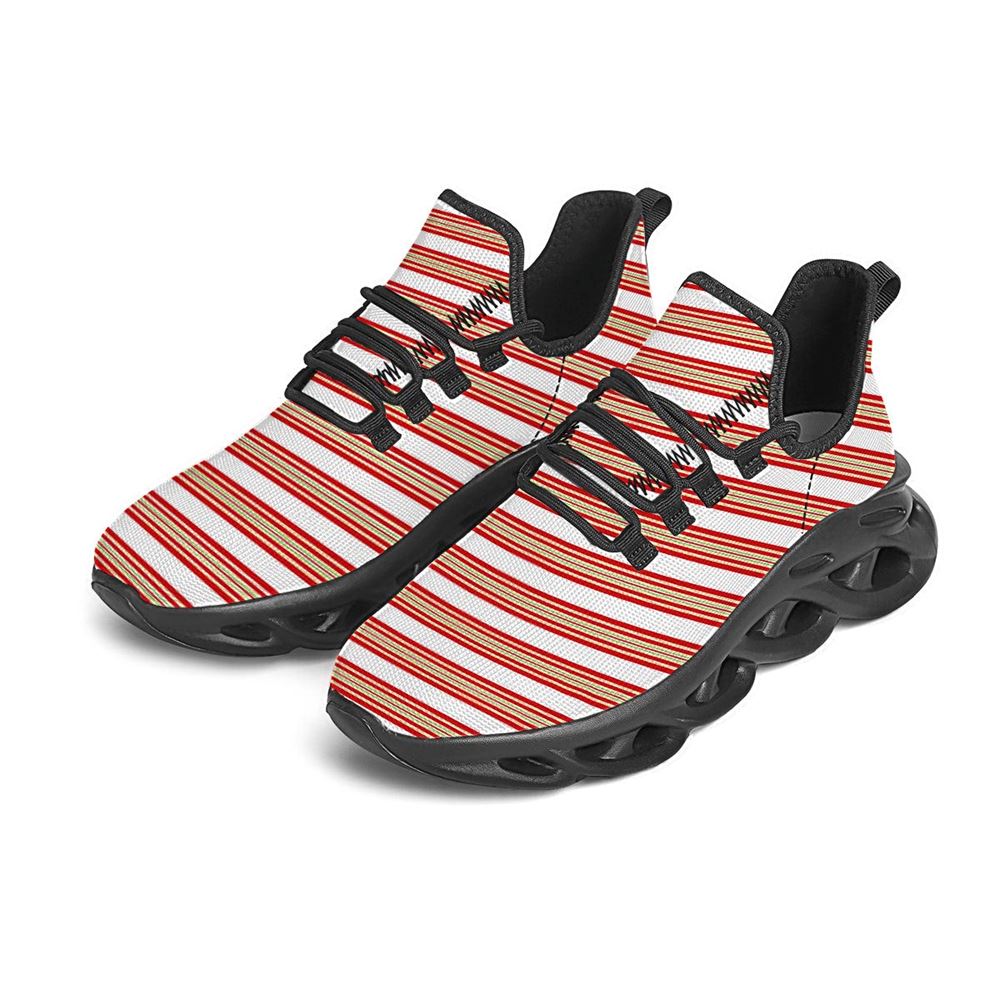 Stripes Merry Christmas Print Pattern Black Max Soul Shoes For Men Women, Best Running Sneaker, Christmas Shoes, Winter Fashion Shoes