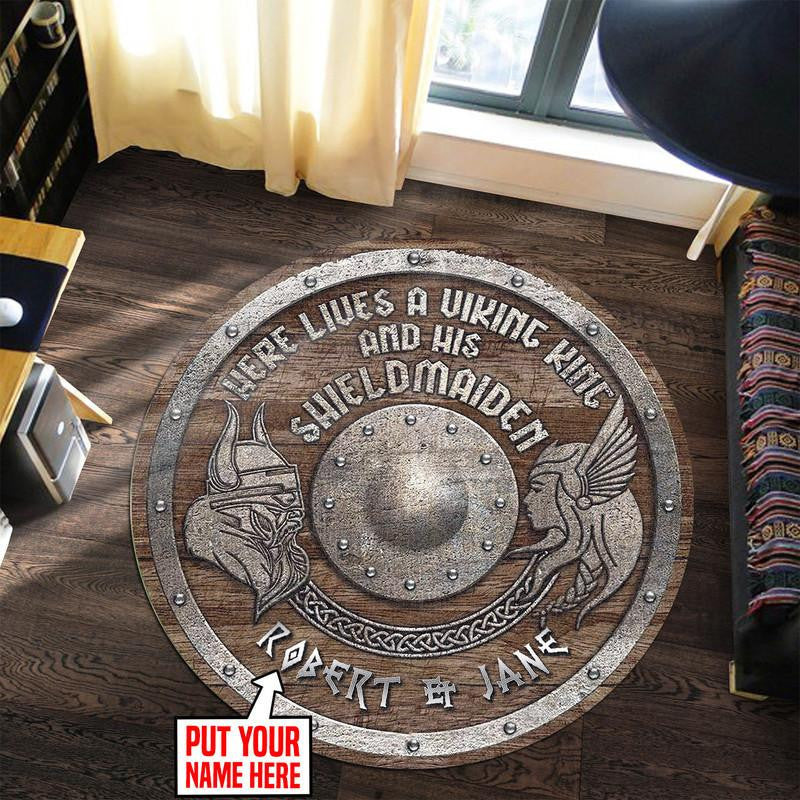 Personalized Viking Living Room Round Mat Circle Rug