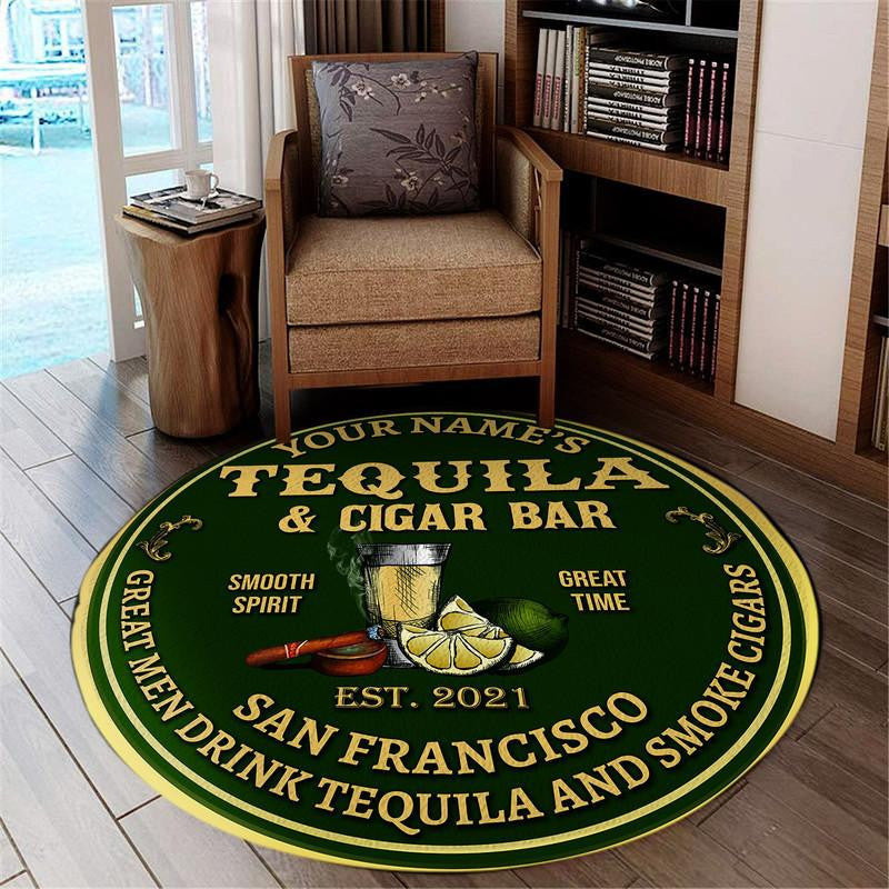 Personalized Tequila Cigar Bar Round Mat Round Floor Mat Room Rugs Carpet Outdoor Rug Washable Rugs