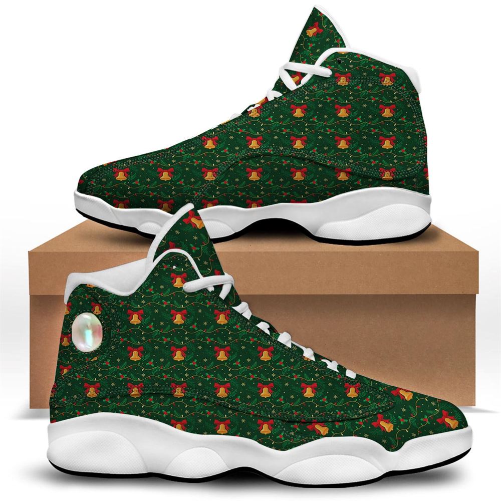 Christmas Basketball Shoes, Bell Cute Christmas Print Pattern Jd13 Shoes For Men Women, Christmas Fashion Shoes