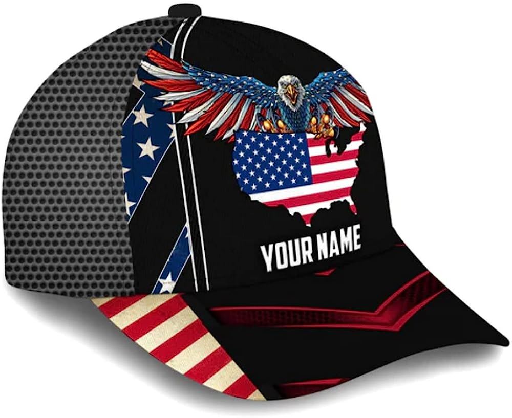 Custom Name American Flag Eagle Baseball Cap, Christian Baseball Cap, Religious Cap, Jesus Gift, Jesus Hat