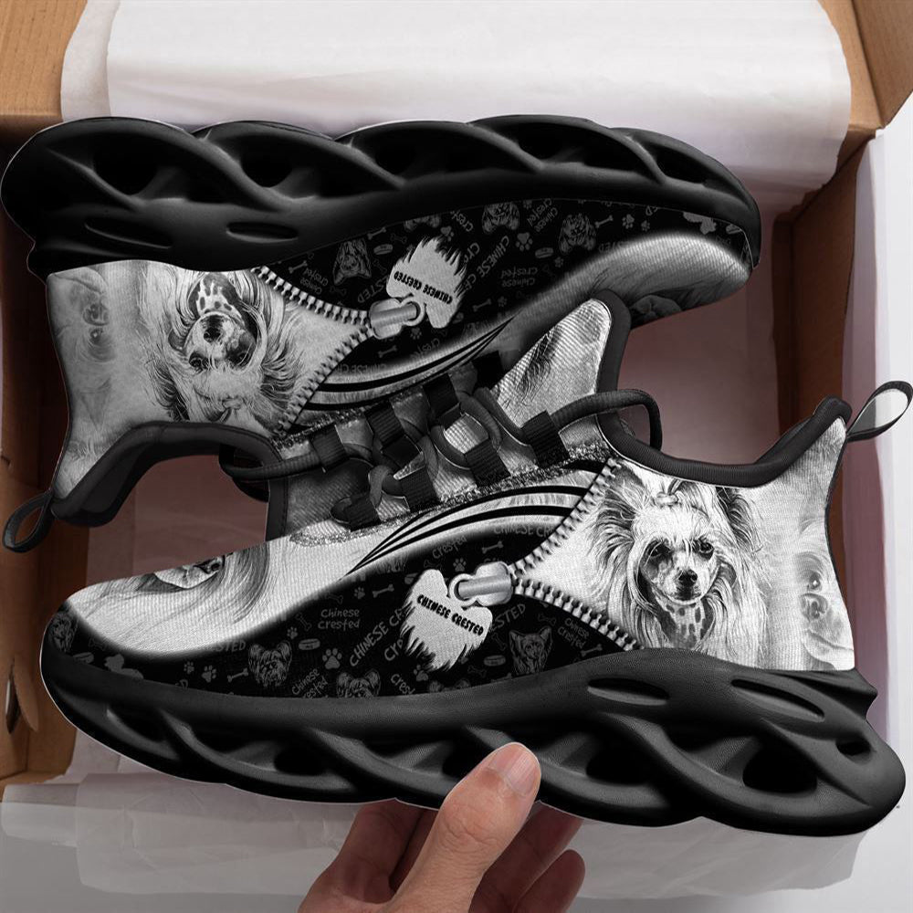 Chinese Crested Dog Sketch Max Soul Shoes For Men Women, Running shoes For Dog Lovers, Max Soul Shoes, Dog Shoes Running