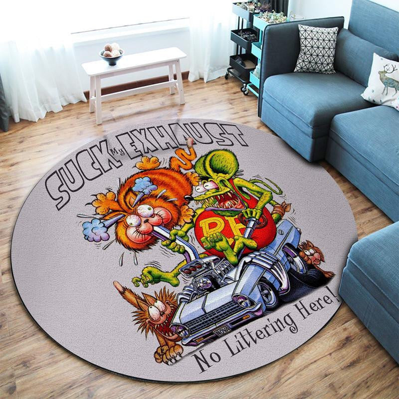 Rat Fink Garage Round Mat Round Floor Mat Room Rugs Carpet Outdoor Rug Washable Rugs