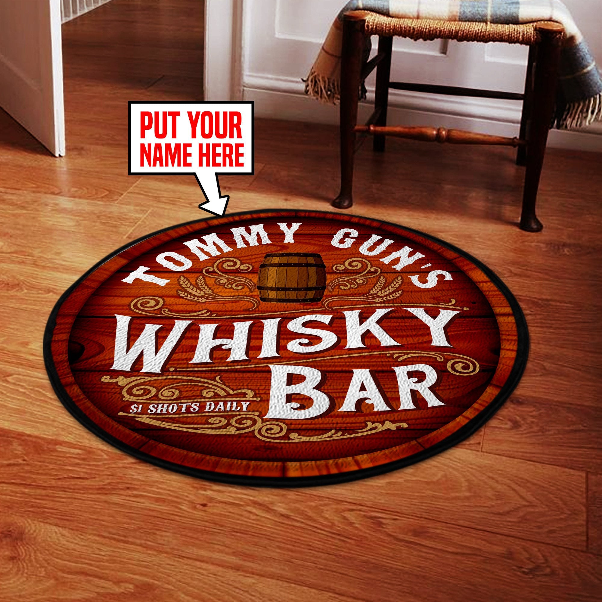 Personalized Whiskey Bar Round Mat Round Floor Mat Room Rugs Carpet Outdoor Rug Washable Rugs