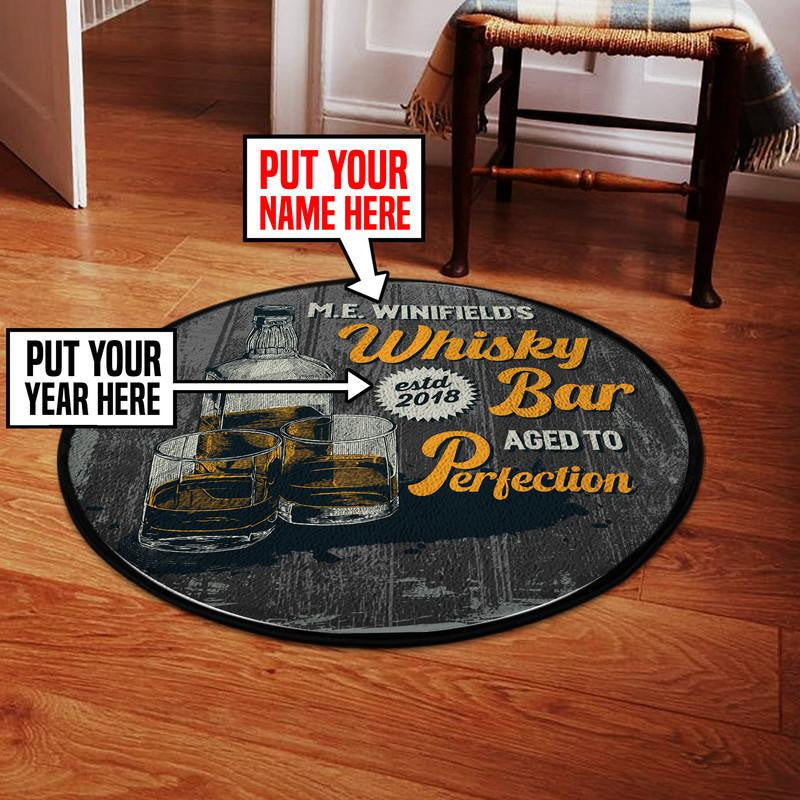 Personalized Whiskey Bar Round Floor Mat Room Rugs Carpet Aged To Perfection Round Mat Round Floor Mat Room Rugs Carpet Outdoor Rug Washable Rugs