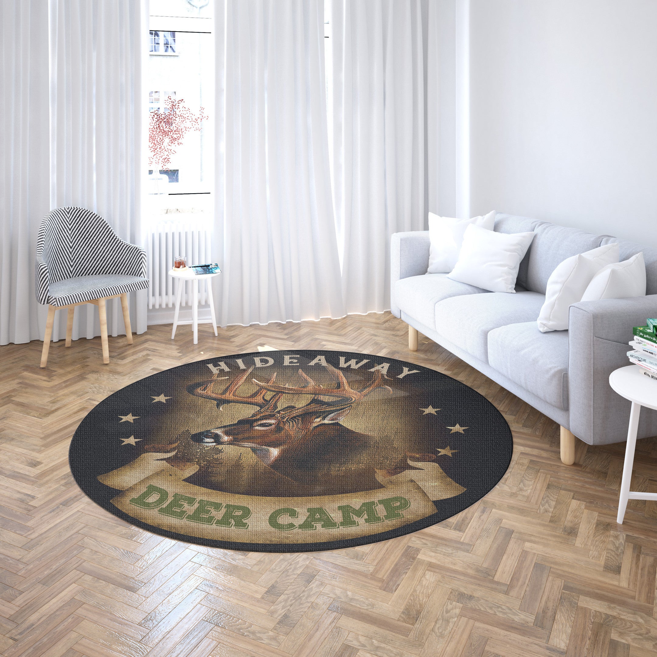 Personalized Hunting Deere Camp Round Mat Round Floor Mat Room Rugs Carpet Outdoor Rug Washable Rugs