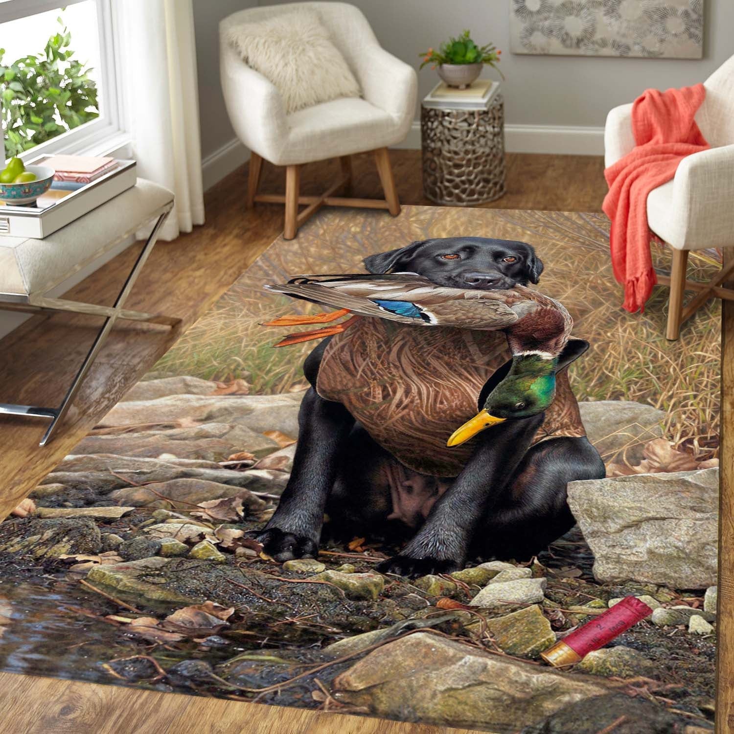 Dog Duck Hunting Area Rug Washable Rugs Carpet Washable Rugs